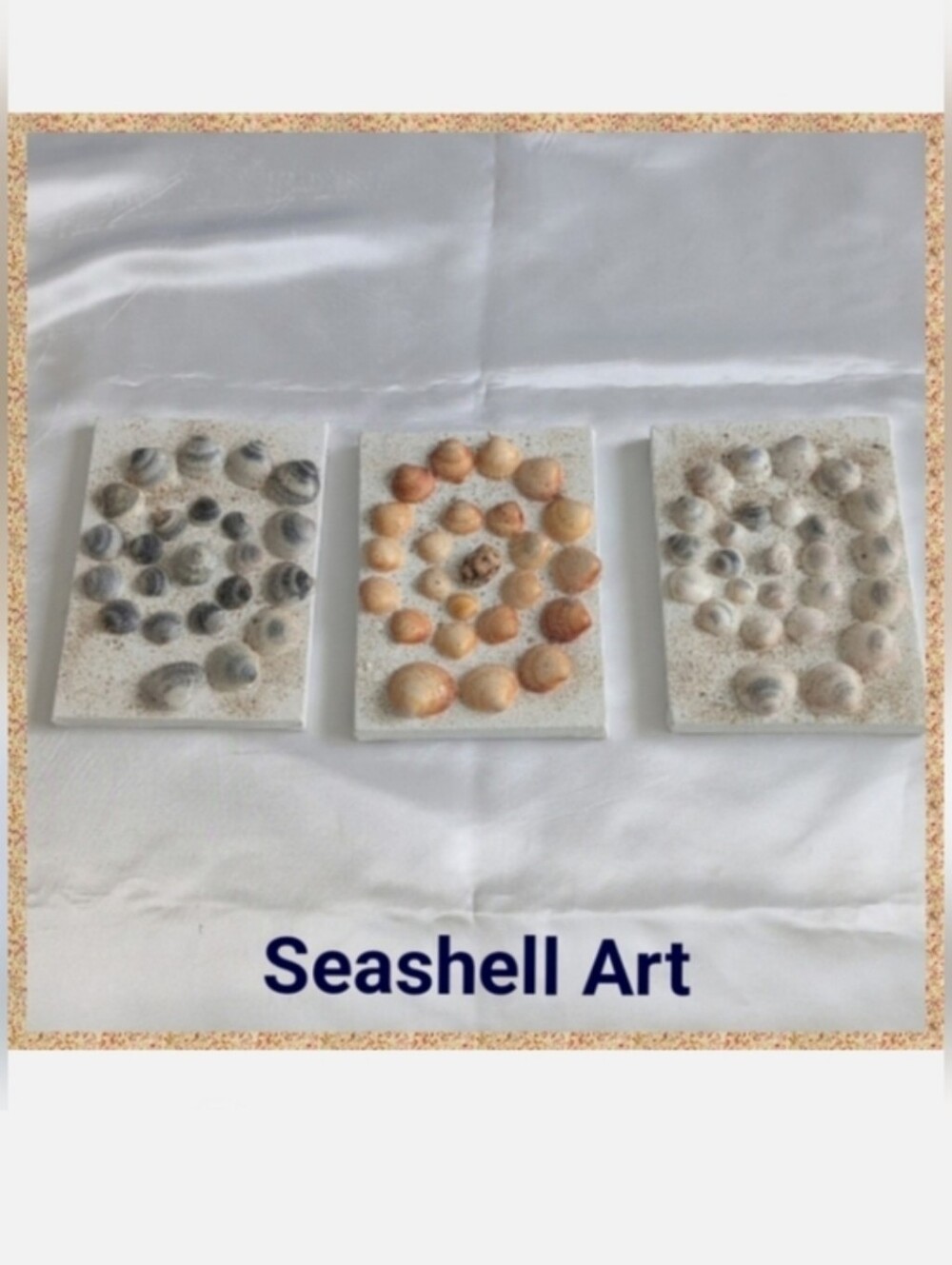 Set of three shell art panels. Perfect for girls bedroom! Seashell Art Trio